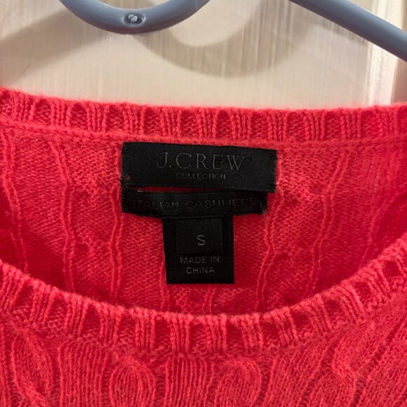 J. Crew Women’s 100% Italian Cashmere Coral Cable Knit Sweater Small 3/4 Sleeve - Picture 3 of 6